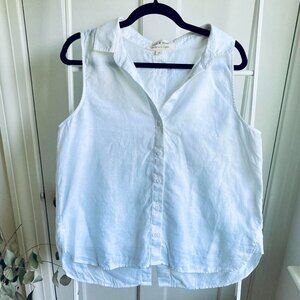 100% linen Cloth & Stone white sleeveless top